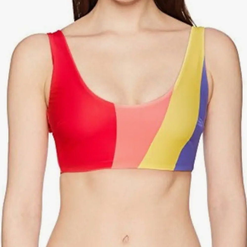 Mara Hoffman Colorful Rainbow Lira Swim Bikini Top L - BNWT